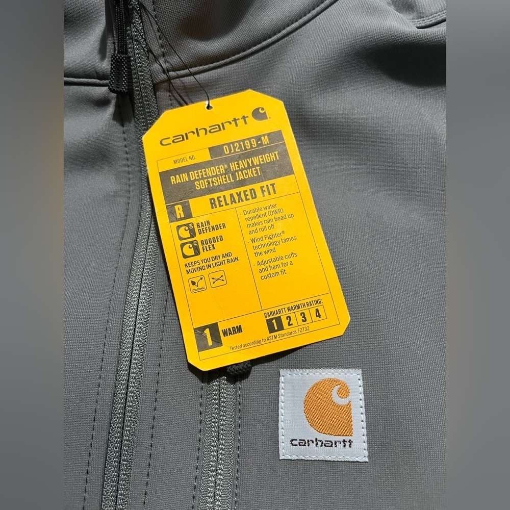 NWT Carhartt Men's Rain Defender Relax Fit Heavyweight Softshell Jacket Charcoal - Picture 7 of 15